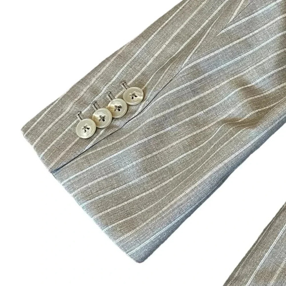 Ermenegildo Zegna Taupe White Pinstripe Blazer Jacket Suit Sport Caoat Size 54R - Picture 9 of 14